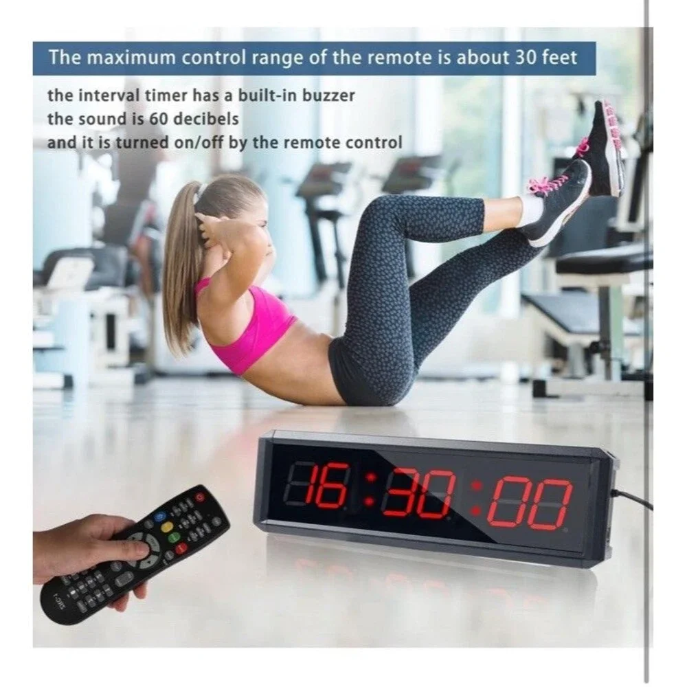 Fitness Timer with Stopwatch Button & Remote for School Exam Home Exercise Gym